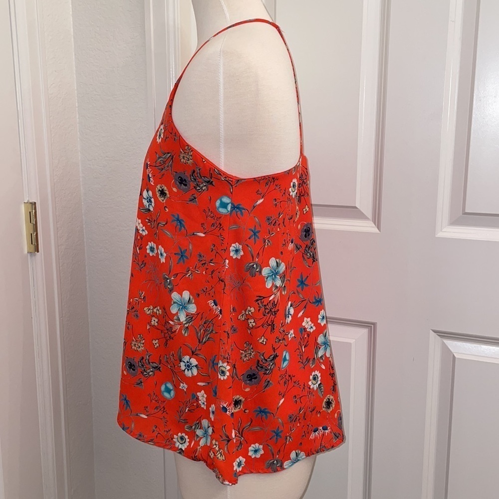 BLUE RAIN a-line orange floral keyhole cut string tank top women’s size medium - Picture 4 of 8